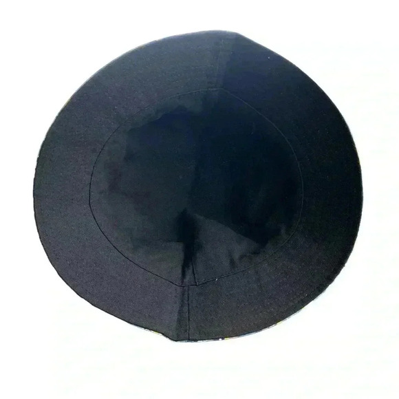 Boutique Handcrafted Blue Flirty Floral Print Beach Reversible Bucket Hat OSFM - Picture 6 of 7